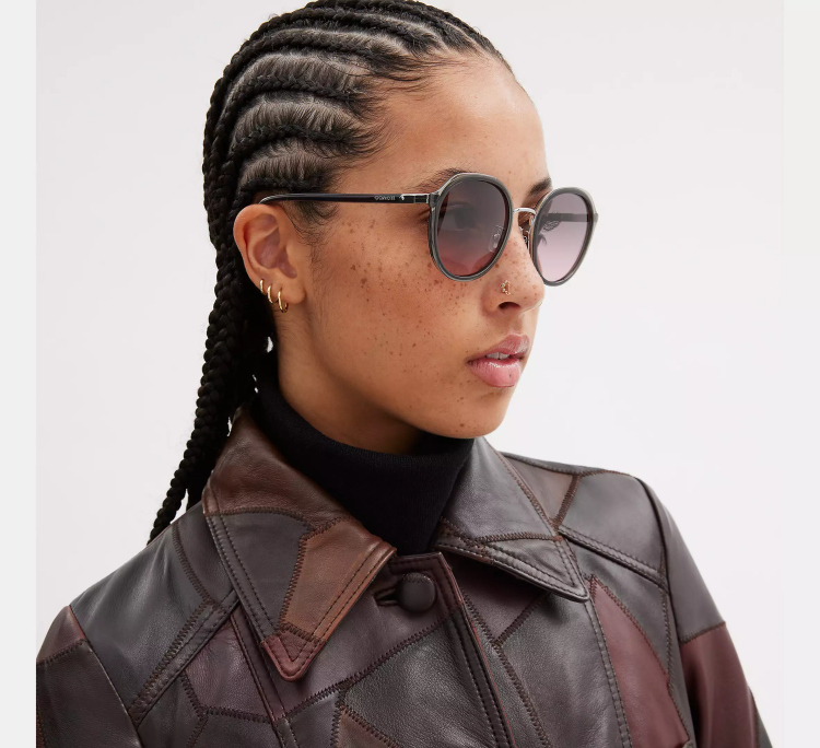 EyeframesInt-COACH-CL924 - Hangtag Geometric Round Sunglasses - Assorted Colors