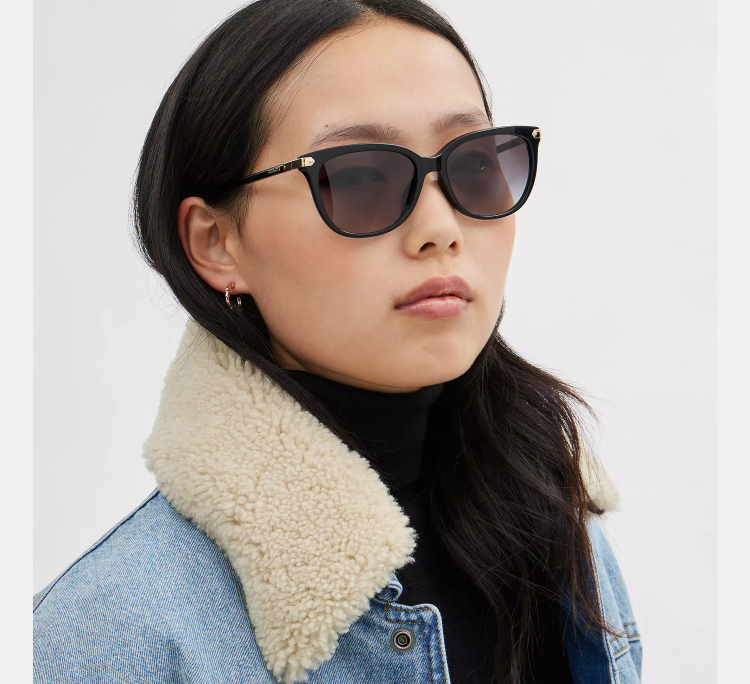  EyeframesInt-COACH-CL926 - Wrap Around Hangtag Square Sunglasses - Assorted Colors