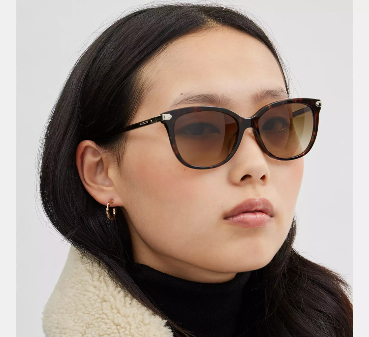  EyeframesInt-COACH-CL926 - Wrap Around Hangtag Square Sunglasses - Assorted Colors