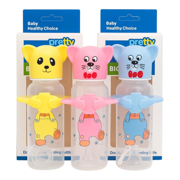 رضاعات برتي بيبي شكل دب  مع يد ومصفاة حجم 250 مل 