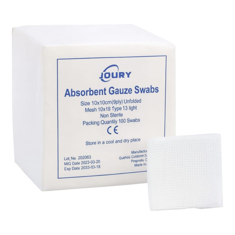 شاش طبي مربع 100 قطعة بحجم 10*10 سم 