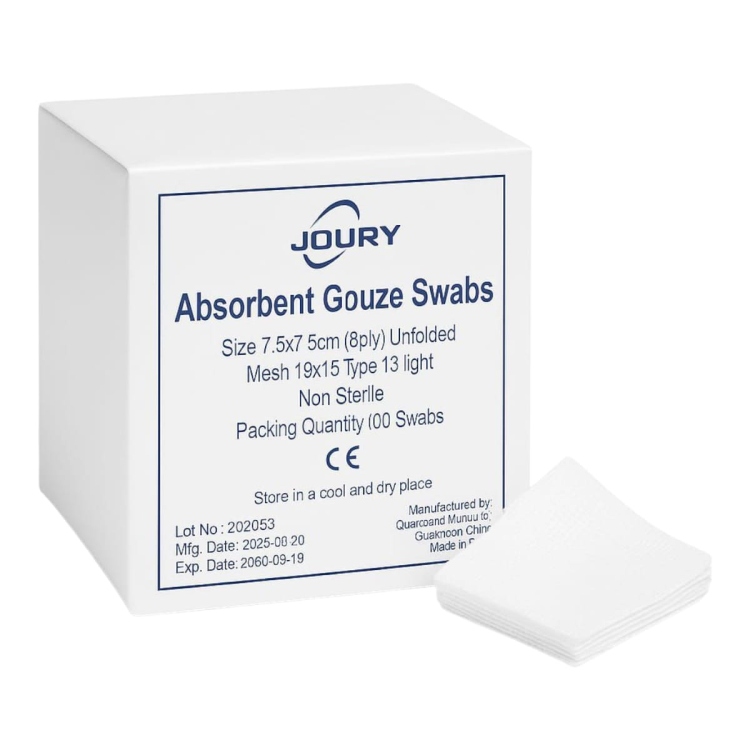 شاش طبي مربع 100 قطعة بحجم 7.5*7.5 سم 