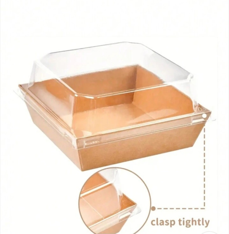 علب كرتون بني وجه شفاف 