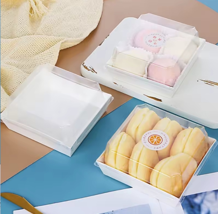 علب كرتون بني وجه شفاف 