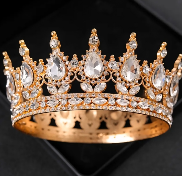 تاج كرستال تزين حلويات ذهبي 12.5سم 