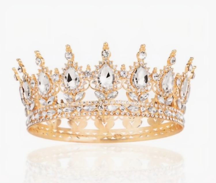 تاج كرستال تزين حلويات ذهبي 12.5سم 