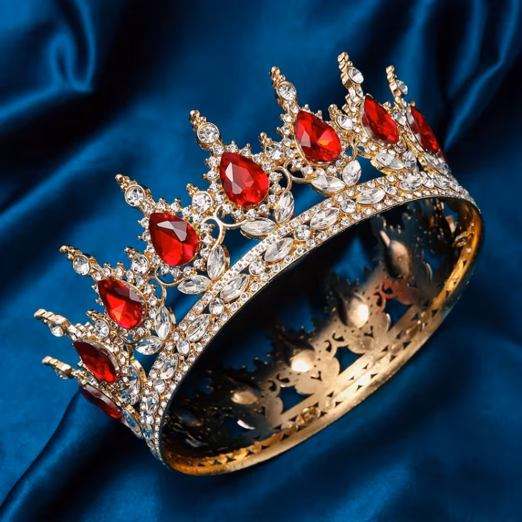 تاج كرستال تزين حلويات احمر 