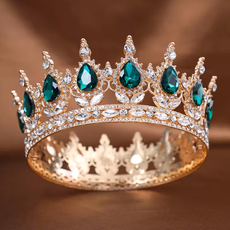 تاج كرستال تزين حلويات اخضر 