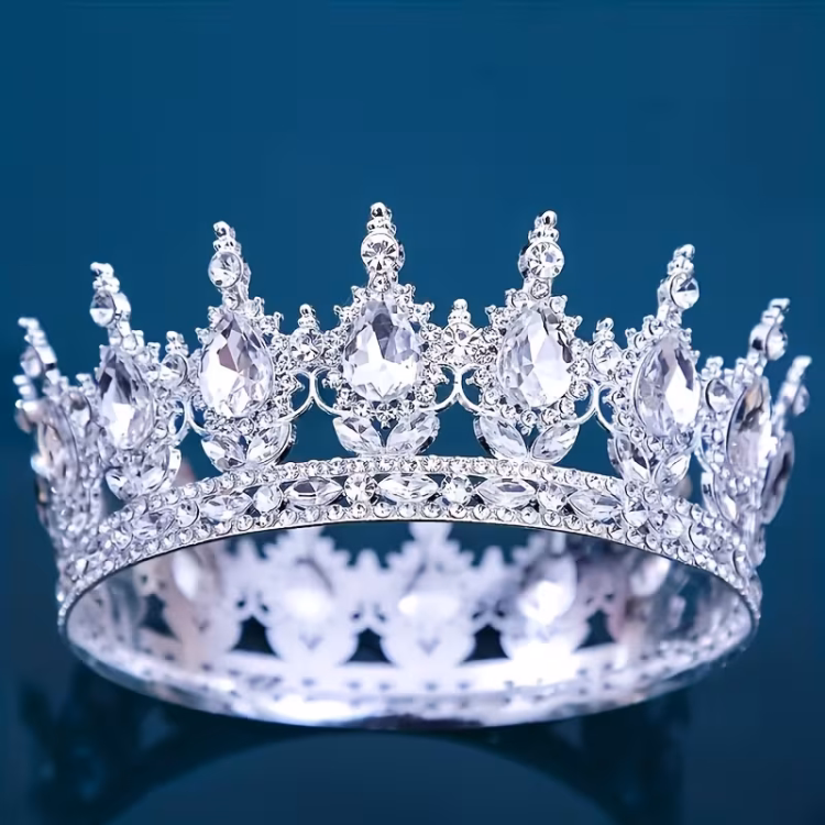 تاج كرستال تزين حلويات فضي 