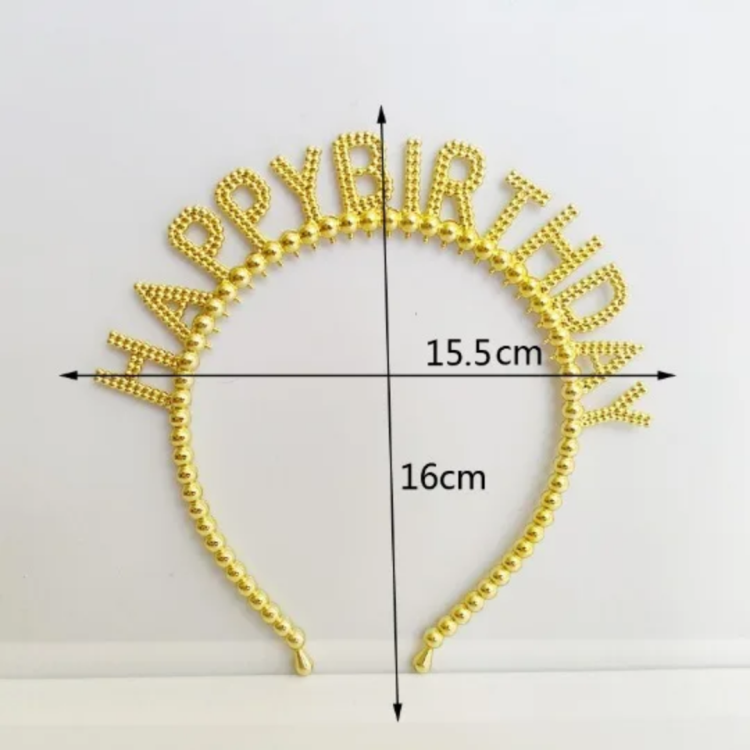 طوق شعر مع وشاح اعياد ميلاد ذهبي