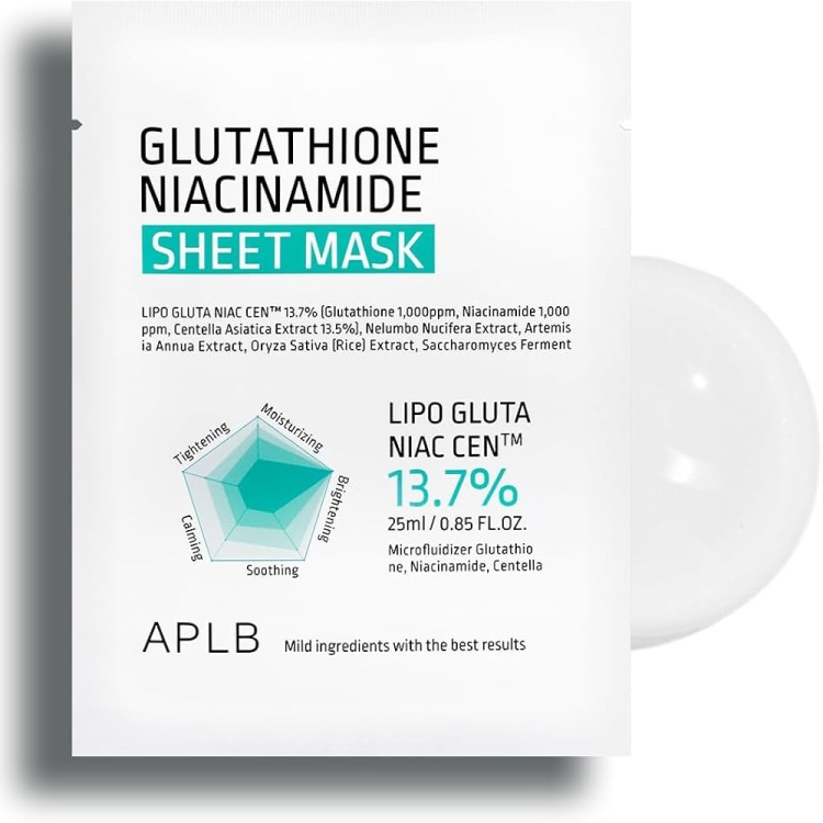 APLB Glutathione Niacinamide Sheet Mask  ماسك ورقي لترطيب وتفتيح البشرة 