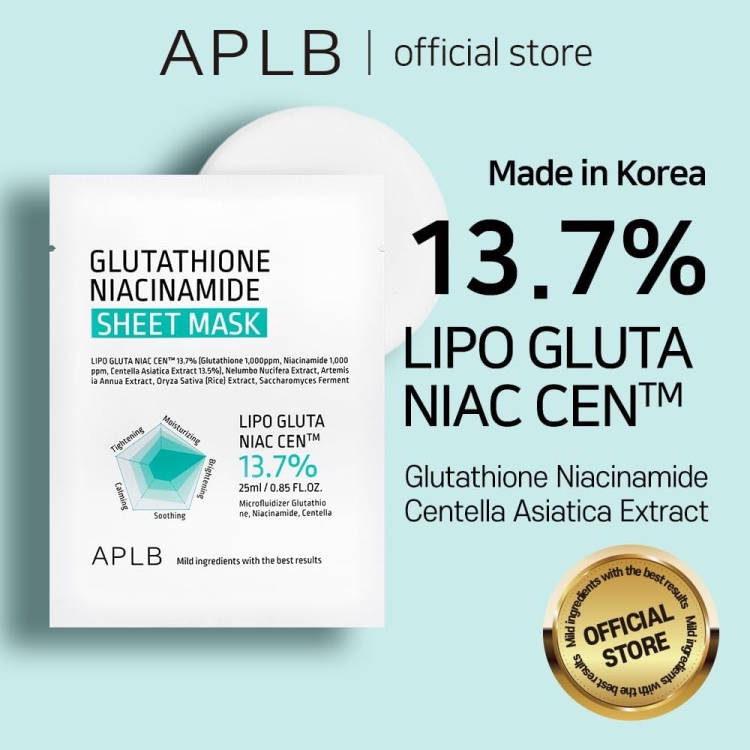 APLB Glutathione Niacinamide Sheet Mask  ماسك ورقي لترطيب وتفتيح البشرة 