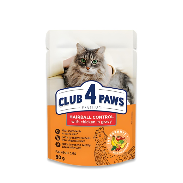 Club 4 paws طعام رطب للقطط للتحكم في كرات الشعر