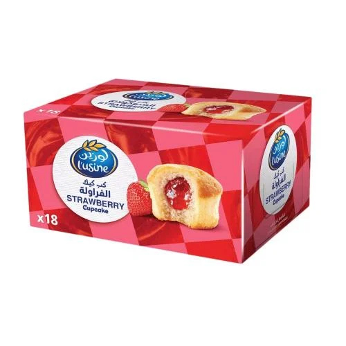 كب كيك لوزين بالفراولة – 30 جرام × 18 حبة 