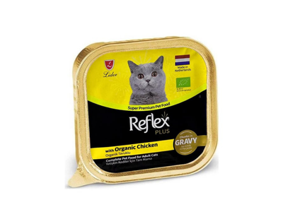 ريفليكس بلس باتي قطع بنكهة الدجاج  معلب للقطط البالغة 