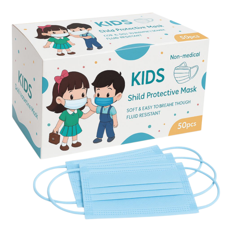 كمامات اطفال لون ازرق عدد 50 حبة