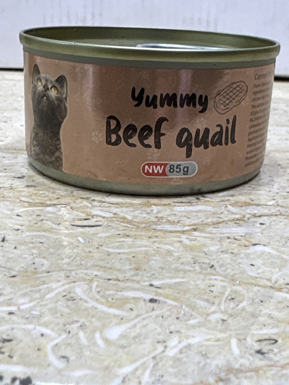 معلبات يامي للقطط بنكهة لحم البقري مع السمان 