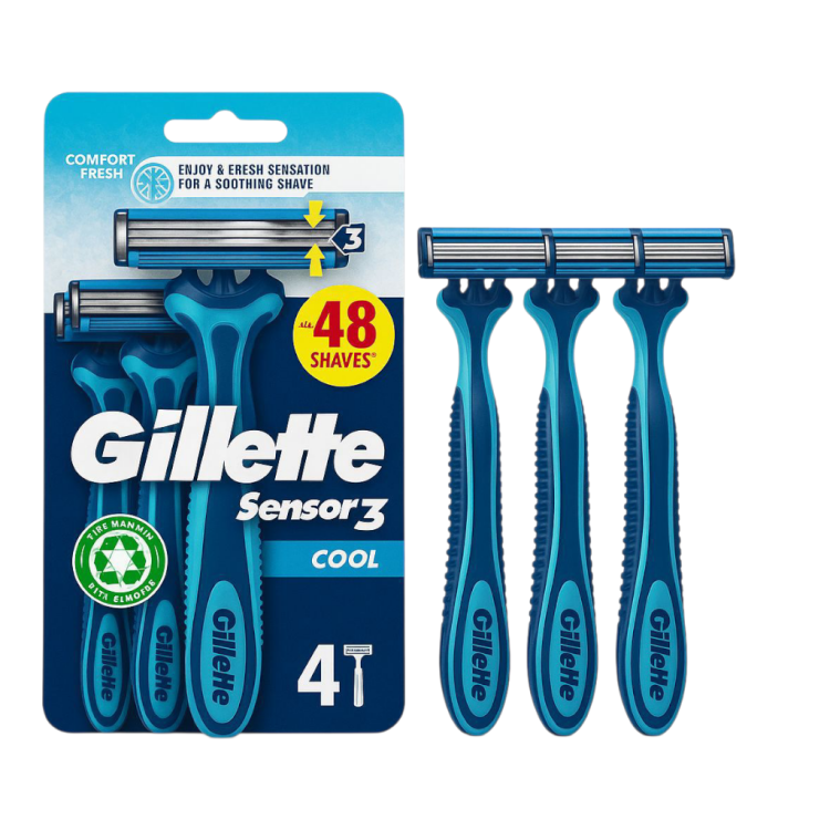 شفرات حلاقة جيليت سينسور 3 كول كومفورت عدد 4 شفرات