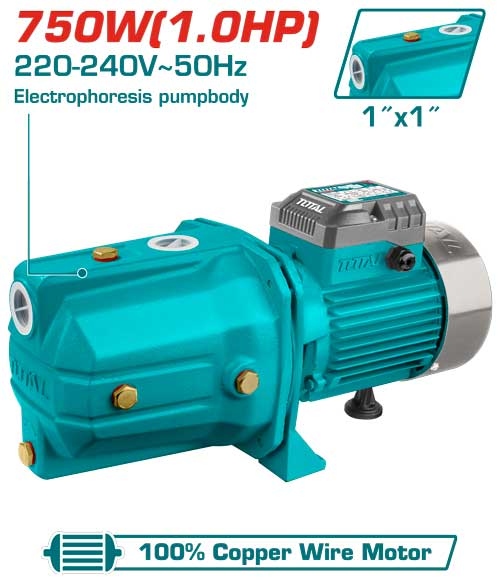 "Total TWP37506 Jet pump مضخة جت (الحرامي) 1 حصان عامود ستانلس"