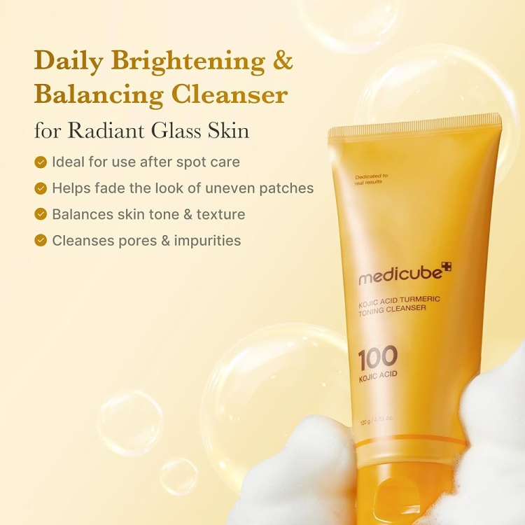 Medicube Kojic Acid Turmeric Whip Cleanser | Daily Facial Cleanser for Brightening, Balancing Skin Tone & Texture