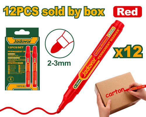 Jadever JDJM1503 باكيت قلم علام 12 حبة لون احمر