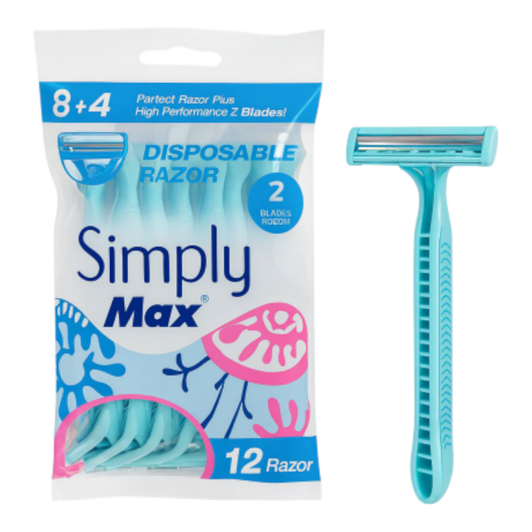 ماكنات سمبلي ماكس النسائية شفرتين عدد 8+4 قطع 