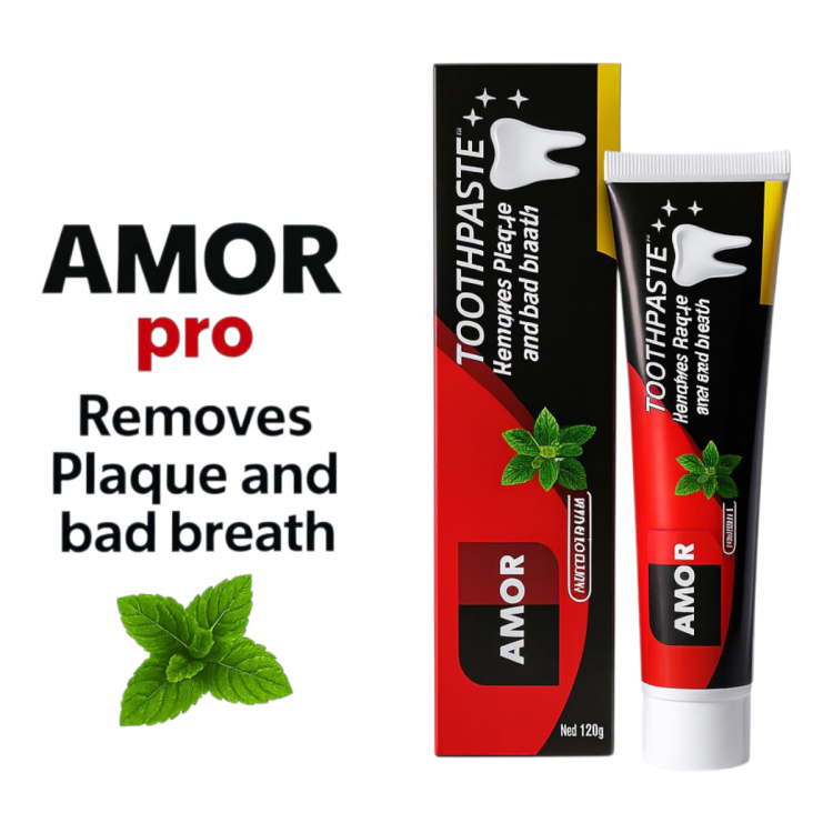 معجون أسنان أمور برو يزيل البقع ورائحة الفم الكريهة بنكهة النعناع بحجم 120جم