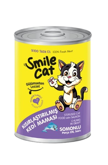 Smile wet food cat 400g st-salmon   الصندوق يحتوي على 24 علبة