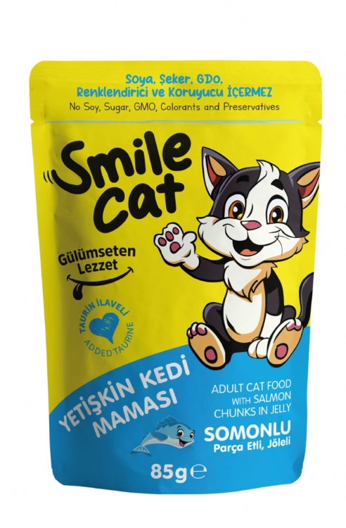 Smile wet food pouch 85g Salmon in gravy سعر الحبه ٣٥ قرش  الصندوق يحتوي على 24 حبه