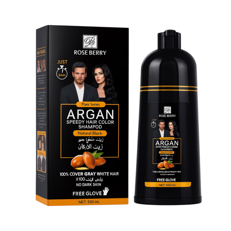 روز بيري شامبو الصبغة بالأرغان لون اسود 420 مل 