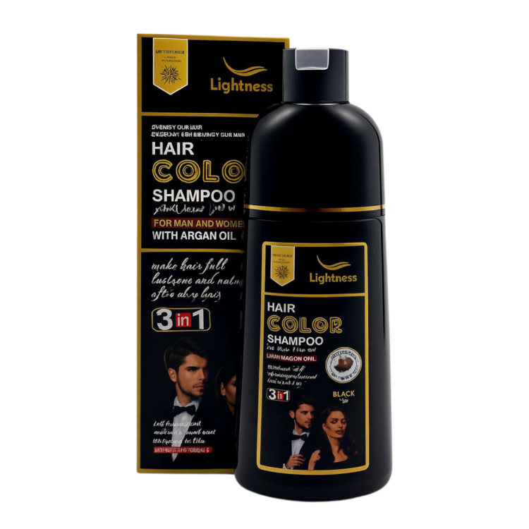 شامبو صبغة الشعر لايتنس بالارغان اللون الاسود بحجم 500 مل