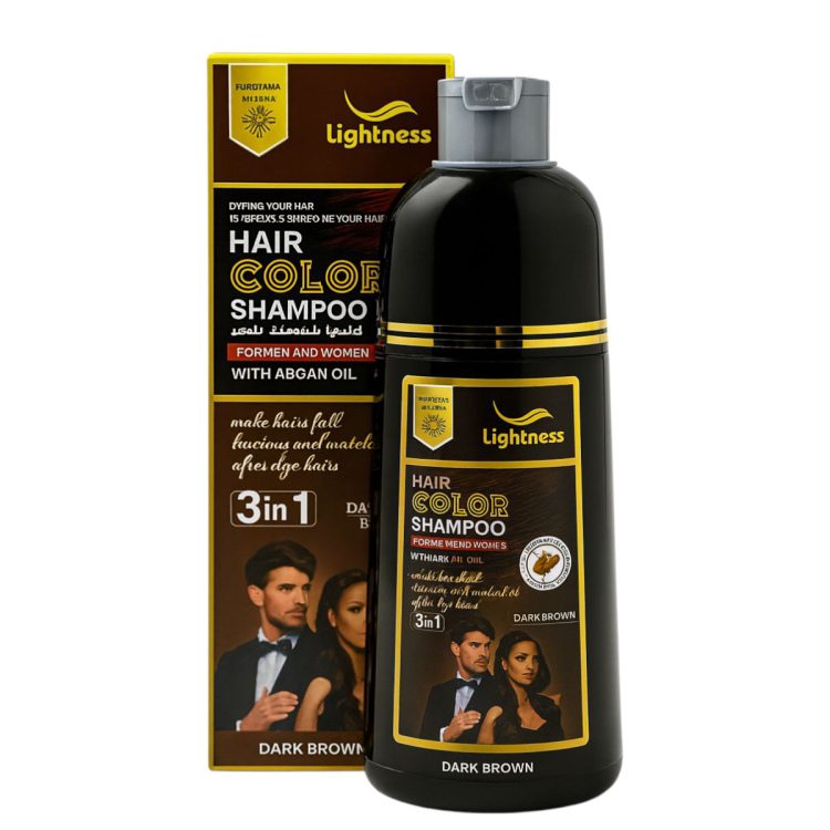 شامبو صبغة الشعر لايتنس بالارغان اللون البني الغامق بحجم 500 مل