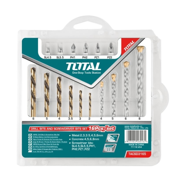 طقم ريش درل وبراغي فك وتركيب 16 قطعة حجر / حديد