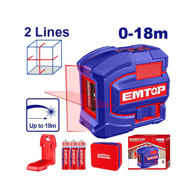 جهاز ليزر احمر 2 خط   افقي و عامودي   18 متر سوبر   ESLE21503  