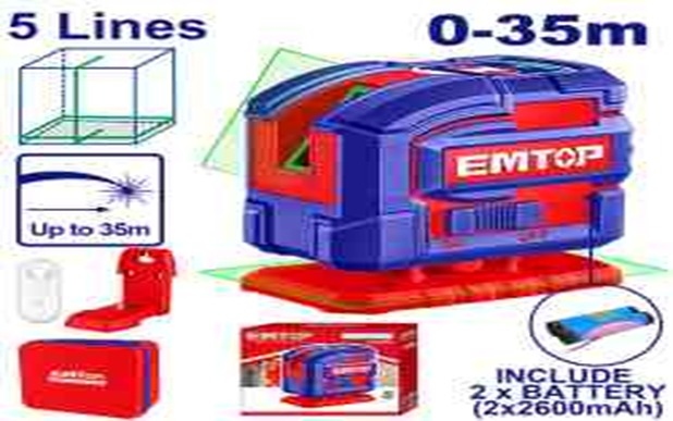 جهاز ليزر اخضر 5 خط   افقي و عامودي   35 متر سوبر  ESLE306502