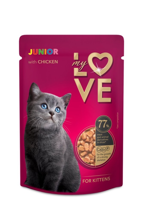 ويت فود ماي لوف للقطط الصغيرة بالدجاج مع المرق - 80غم