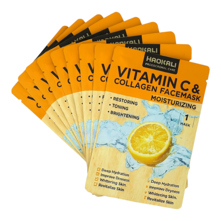 ماسك للوجه بفتامين السي والكولاجين للعناية بالبشرة عدد 10 قطع 