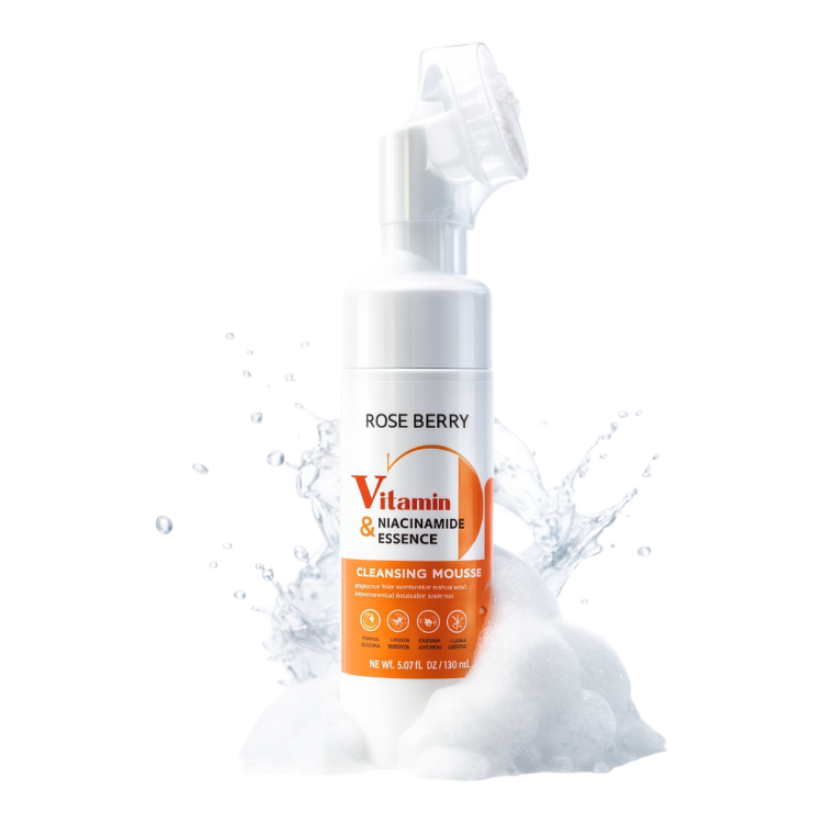  رغوة غسول وجه بخلاصة فيتامين سي بفرشاة  150مل من روز بيري