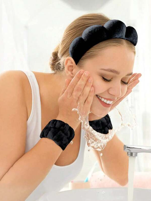 Women Headband & 2pcs Fuzzy Scrunchie 