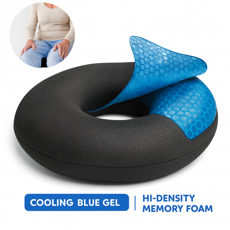 مخدة دونات جل بارد مع فوم لمشاكل البواسير والظهر 