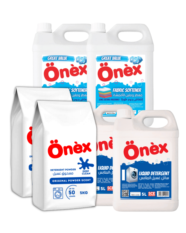 مسحوق 5ك عدد2 + سائل غسيل 5لتر عدد 2 + ملين 5لتر عدد 2 