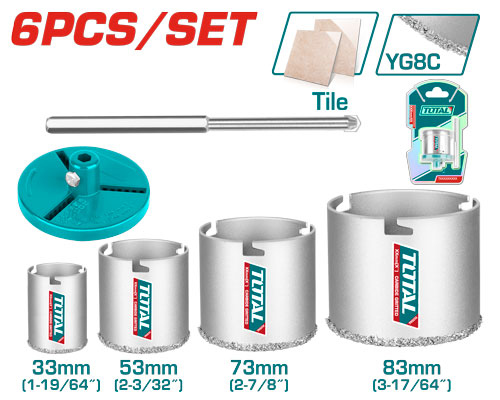 Total TAC44061 Carbide gritted hole saw set طقم هولسو 6 قطع
