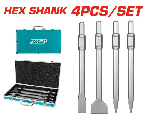 Total TAC0304375 طقم ازاميل همر  4 قطع مع شنطة