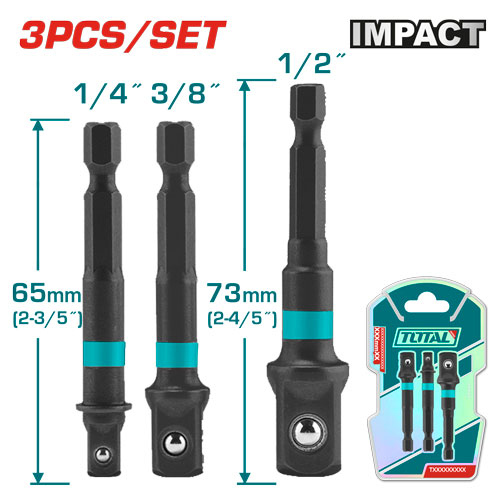 Total TAC273651 Socket Adaptor طقم وصلة درل بوكس 1/2+3/8+1/4