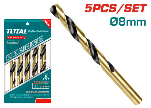 TOTAL TAC100803 Hss drill bit ريش حديد 8 ملم اصفر