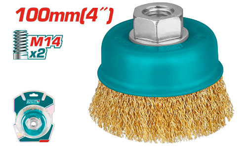 TOTAL TAC31041 Cup wire brush with nut 100mm فرشاية 4"  سلك نحاس