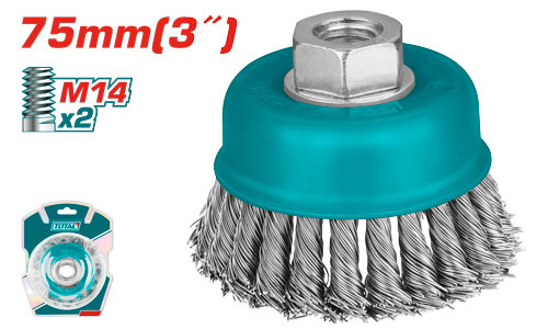 TOTAL TAC32031 Cup twist wire brush with nut 75mm فرشاية سلك 3" مجدول
