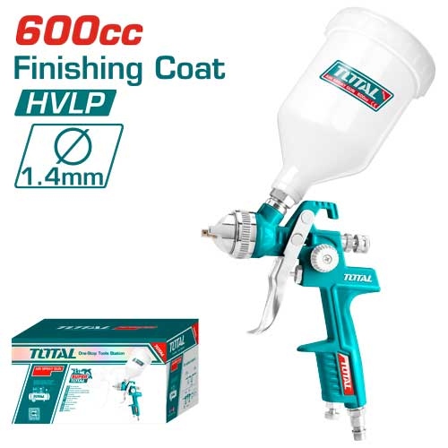 TOTAL TAT10601 HVLP Spray gun 600cc
 فرد رش دهان + أساس فاله  1.5 ملم طاسه علويه
