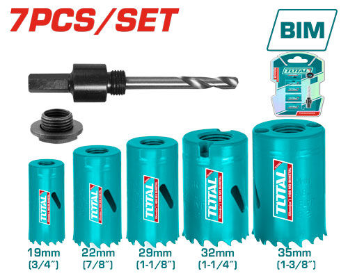 Total TACSH1071 Bi-metal Hole saw set 7Pcs 19,22,29,32,35 طقم هولسو