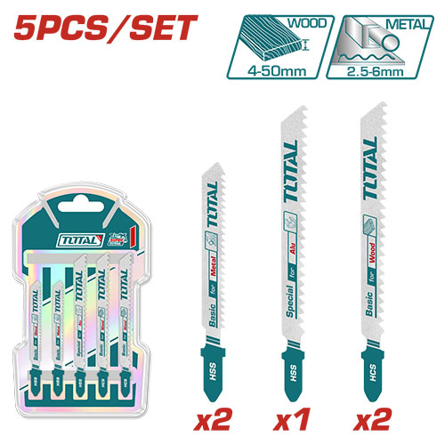 TOTAL TAC51051 Jig Saw Blade Set طقم نسلات تخريقة خشب + حديد